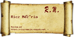 Ricz Mária névjegykártya